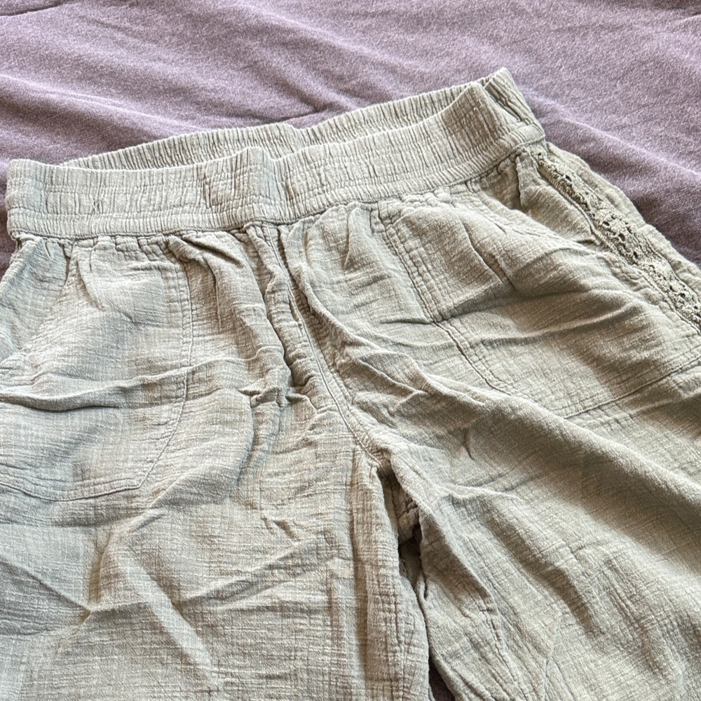 Lightweight Gauze Pull-On Pants in green XL short